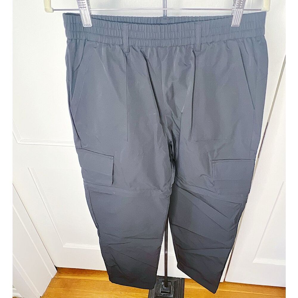 Halara Wide Leg Nylon Cargo Zip Off Convertible Pants Black Size Medium Nwt